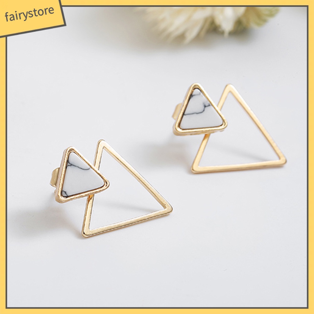 Đôi Bông Tai Hình Tam Giác Đính Đá Thời Trang Cho Nữ