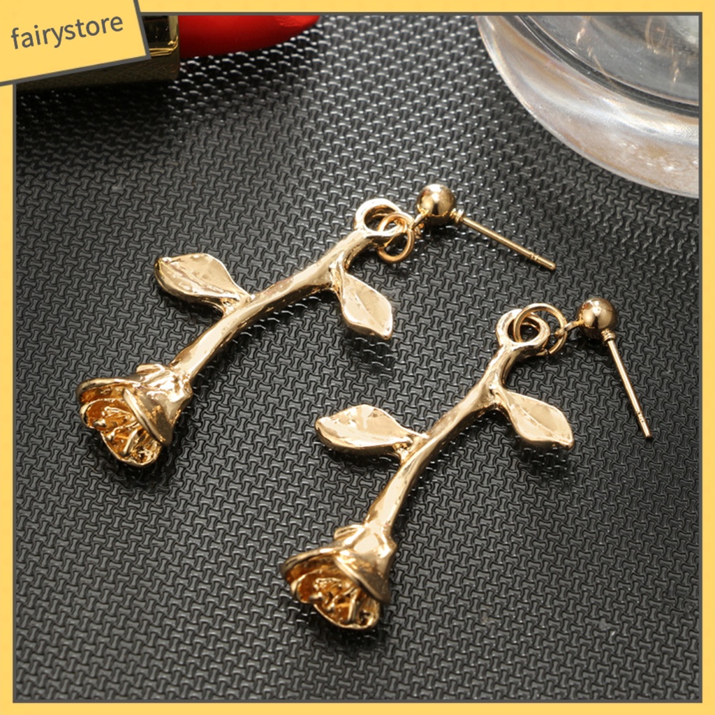 Bông Tai Hình Hoa Hồng Phong Cách Vintage Dành Cho Nữ