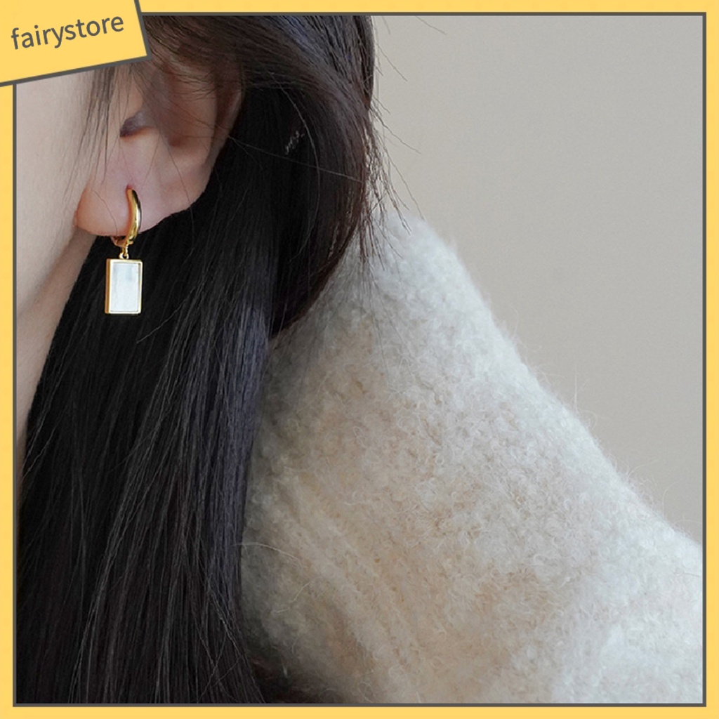 1 Đôi Bông Tai Treo Hình Học Bằng Thép Không Gỉ Chống Dị Ứng Màu Sắc Tương Phản Dành Cho Nữ
