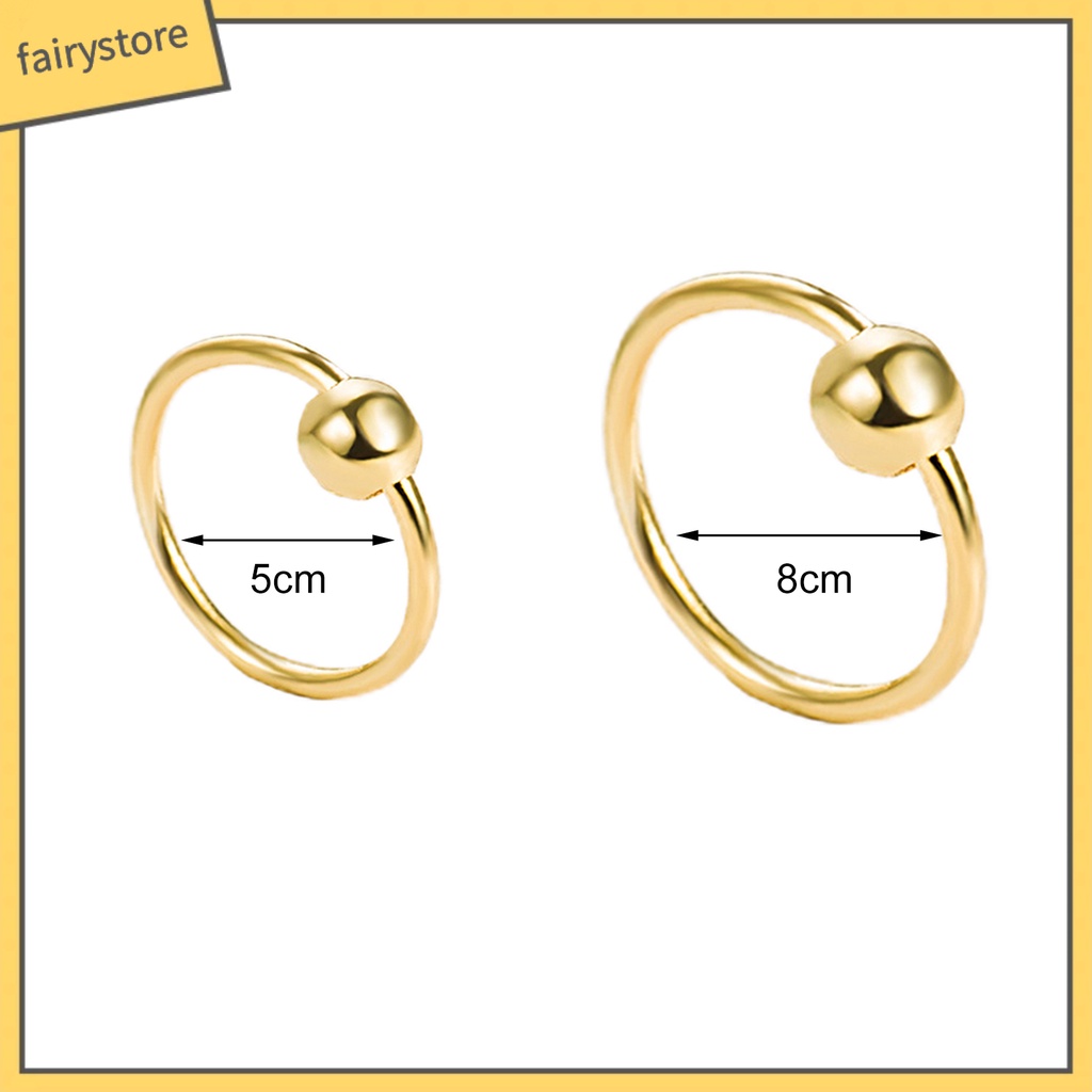 Set 2 Khuyên Tai Tròn Rỗng Đính Bóng Lông Thiết Kế Hình Học Mặc Hàng Ngày