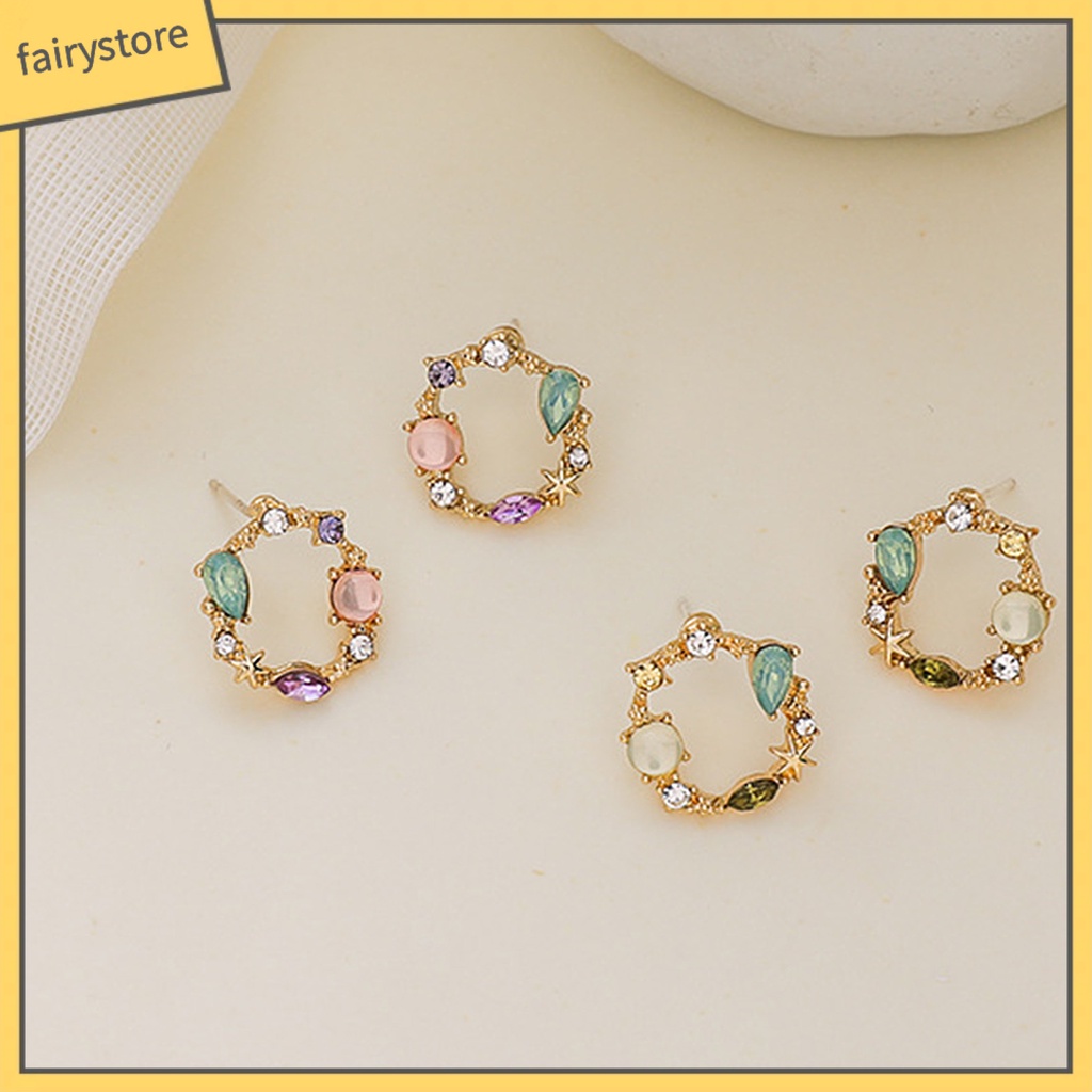 1 Đôi Bông Tai Hình Học Bằng Hợp Kim Đính Đá Tinh Xảo Cho Cuộc Sống Hàng Ngày