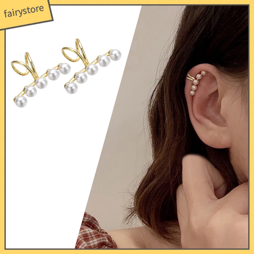 Khuyên Kẹp Vành Tai Đính Ngọc Trai Giả Thời Trang Dự Tiệc Cho Nữ