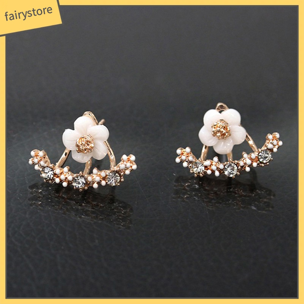 Bông Tai Hình Hoa Cúc Đính Đá Dễ Thương Dành Cho Nữ