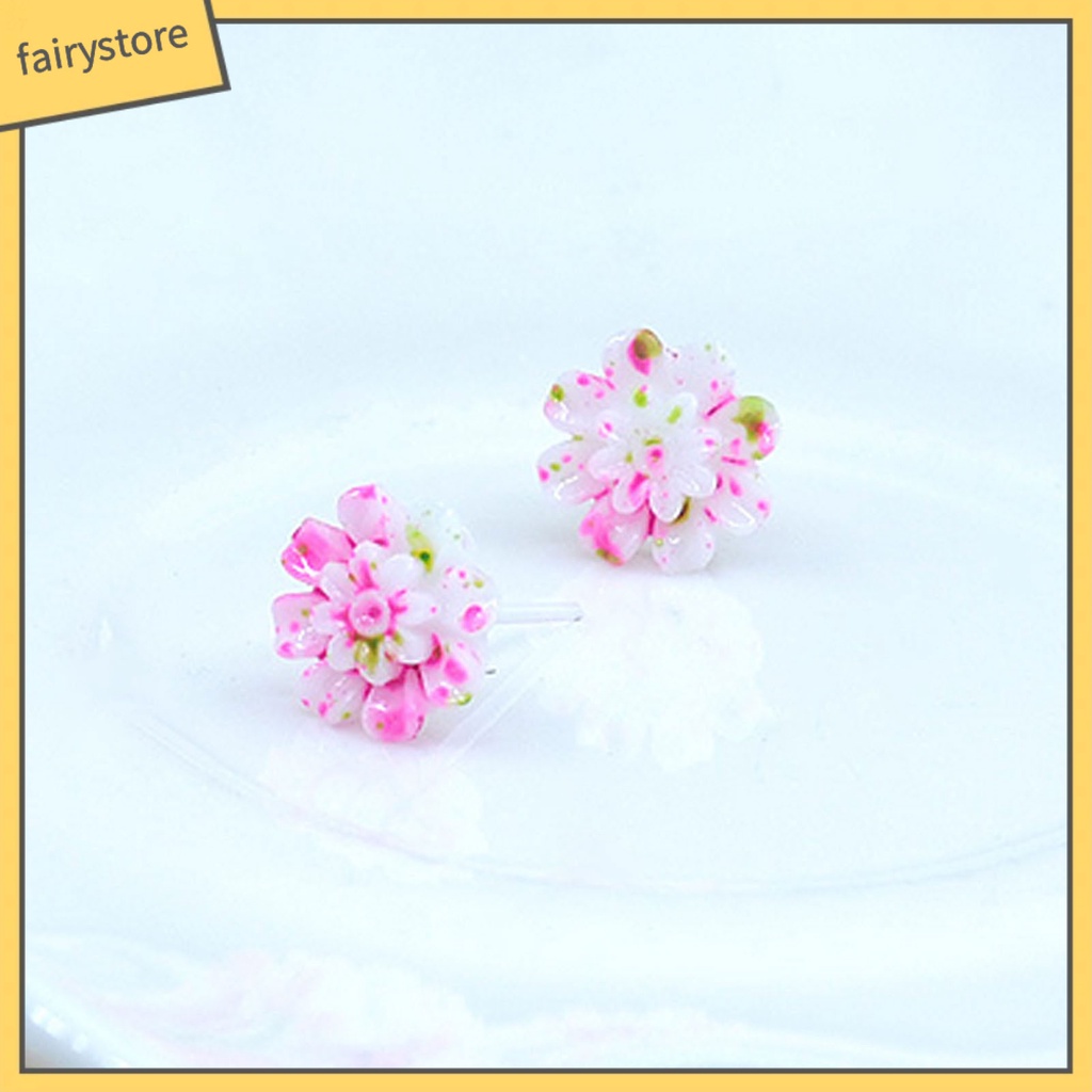 Set 6 Đôi Bông Tai Mini Bằng Resin Nhiều Màu Dễ Thương