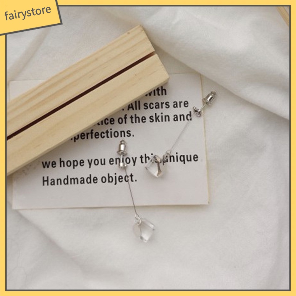 Bông Tai Hình Khối Trong Suốt Đính Đá Thời Trang Dành Cho Nữ