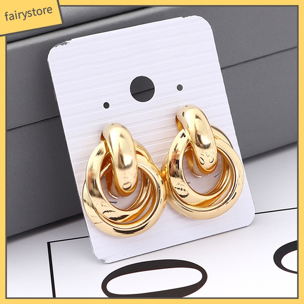 Bông Tai 3 Vòng Hình Chữ Thập Phong Cách Punk Dành Cho Nữ