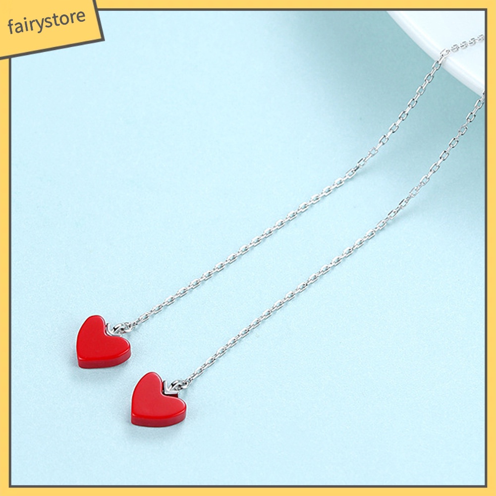 Bông Tai Dài Hình Trái Tim Thời Trang Dành Cho Nữ