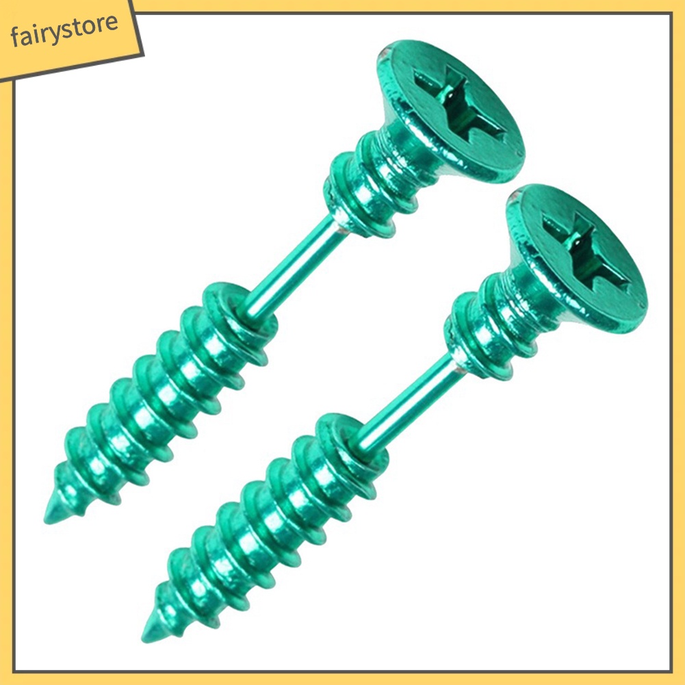 1 Đôi Bông Tai Hình Ốc Vít Bằng Thép Không Gỉ Phong Cách Gothic Thời Trang Unisex