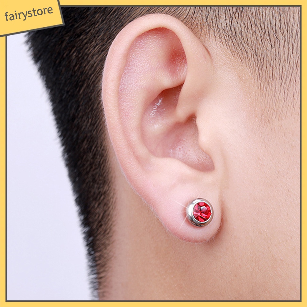 Bông Tai Helix Bằng Thép Không Gỉ Đính Kim Cương Giả Unisex