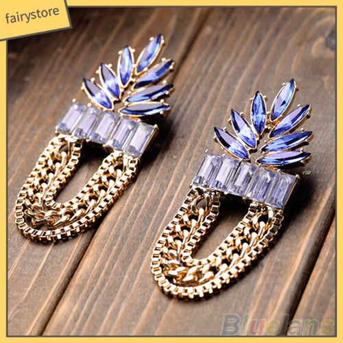 Bông Tai Tua Rua Dáng Dài Đính Đá Thời Trang Cho Nữ