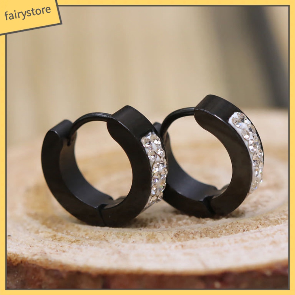 1 Đôi Khuyên Tai Tròn Nhỏ Bằng Thép Titan Phong Cách Punk Dành Cho Tiệc Tùng