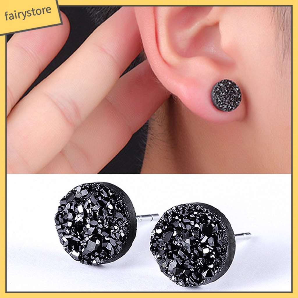 1 Đôi Bông Tai Tròn Mini 8mm Đính Pha Lê Nhân Tạo Lấp Lánh Thời Trang Dành Cho Nam Nữ