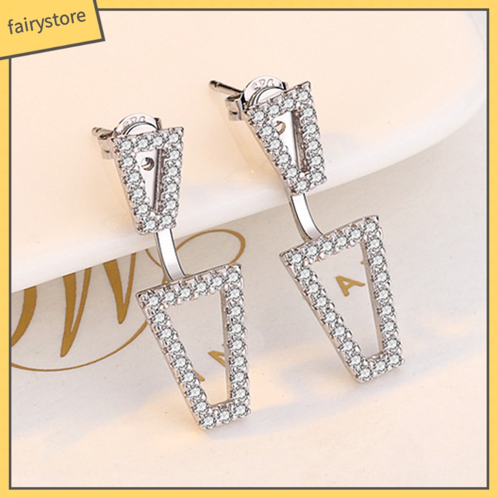 1 Đôi Bông Tai Hình Học Đính Đá Màu Sắc Lấp Lánh Thời Trang Cho Nữ