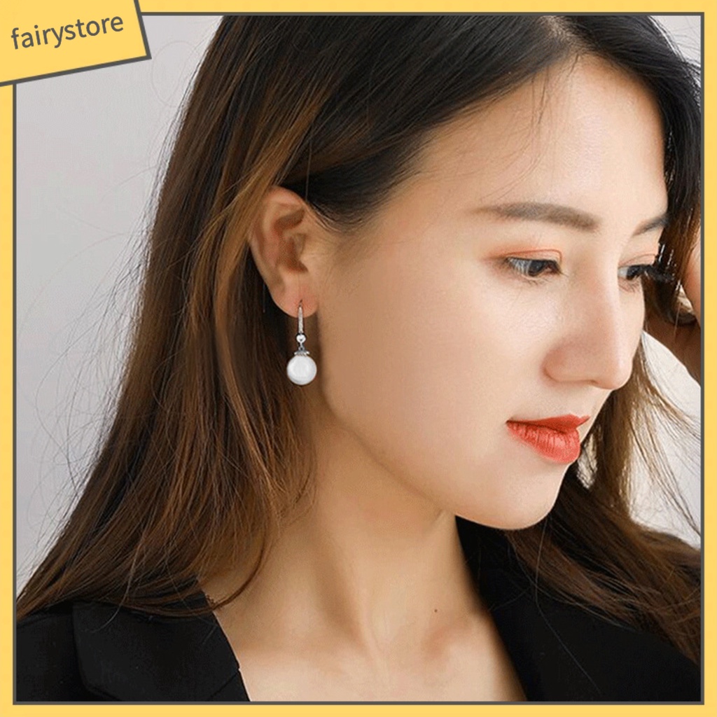 1 Đôi Bông Tai Móc Đính Ngọc Trai Giả Lấp Lánh Thời Trang Dự Tiệc Cho Nữ