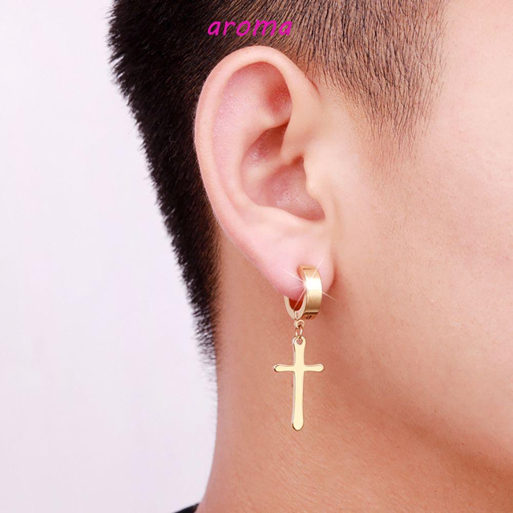 Khuyên Tai Kẹp Chéo Bằng Thép Không Gỉ Thiết Kế Đơn Giản Thanh Lịch Cho Nam Và Nữ