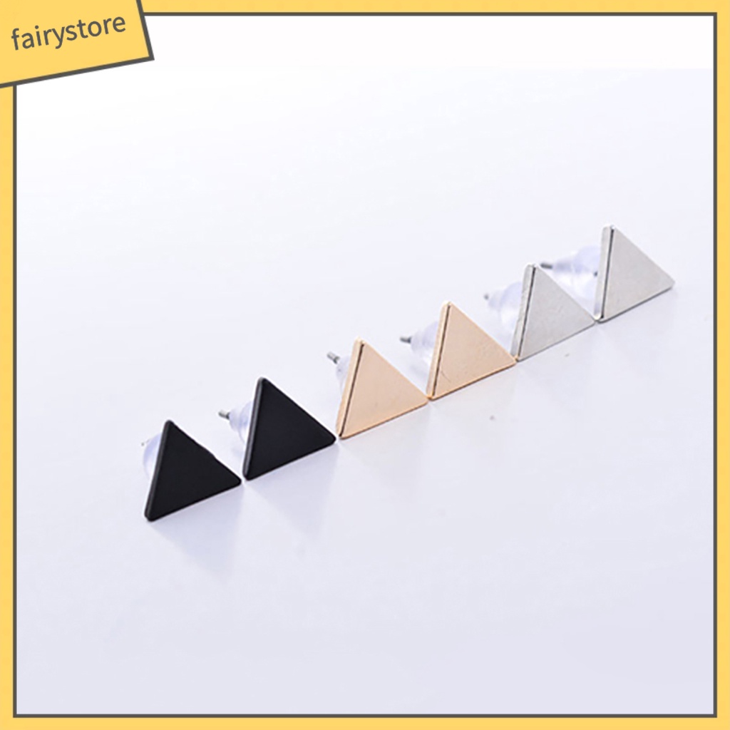 1 Đôi Bông Tai Hình Tam Giác Bằng Hợp Kim Phong Cách Punk Thời Trang