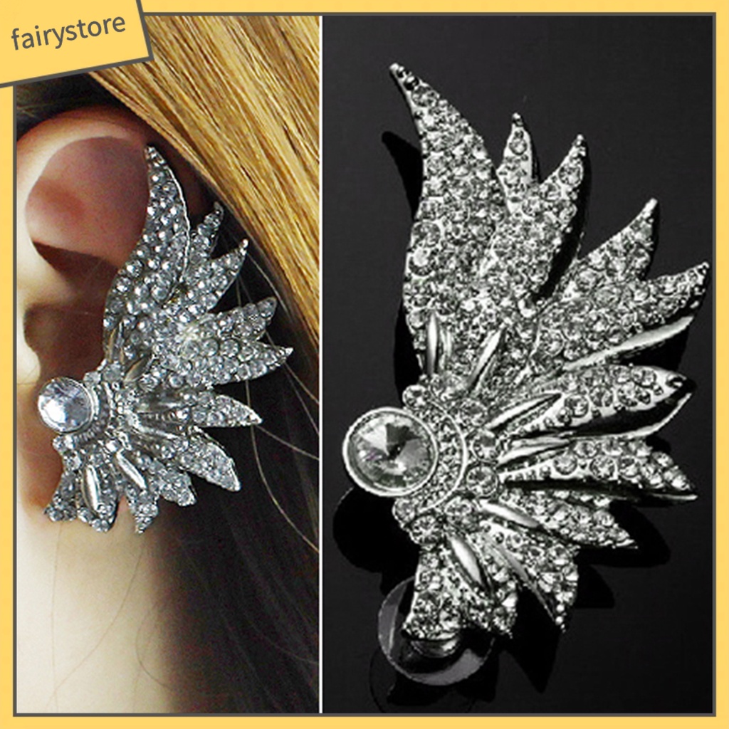 1 Khuyên Vành Tai Hình Đôi Cánh Đính Đá Thời Trang Cho Nữ