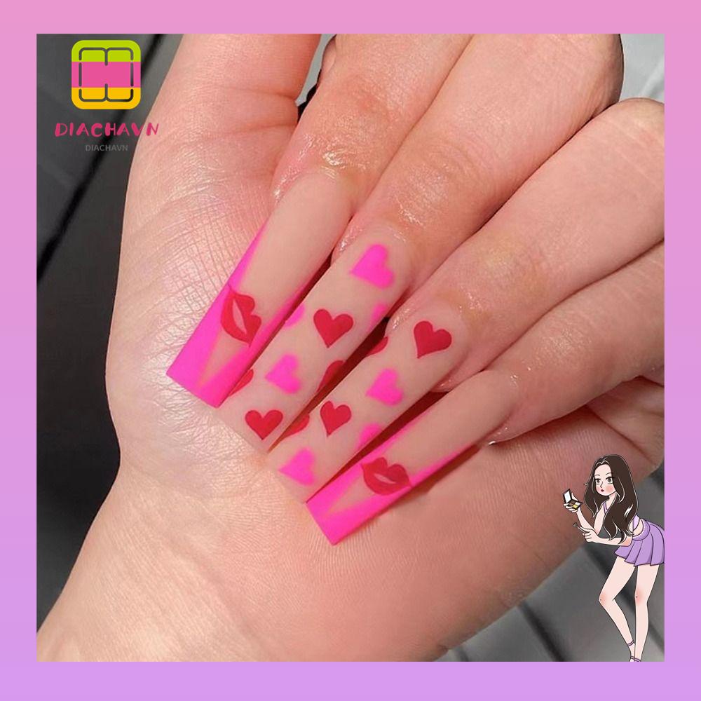 Set 24 Móng Tay Giả Múa Ba Lê Trái Tim