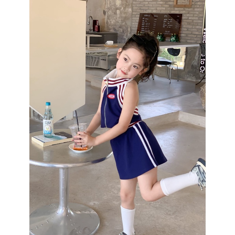 Bộ Áo Cotton Dệt Kim + Chân Váy Ngắn Phong Cách Cilantro Thời Trang Mùa Hè Cho Bé Gái