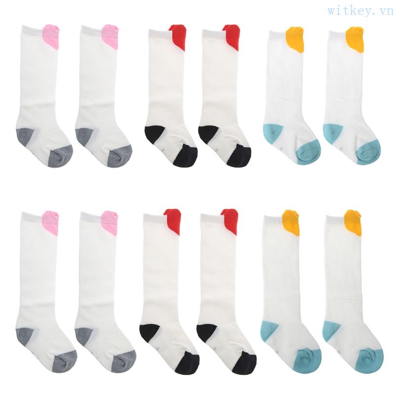 Vớ Cotton Pha Mềm Mại Giữ Ấm Mùa Đông In Họa Tiết Trái Tim Hợp Thời Trang Cho Bé Gái