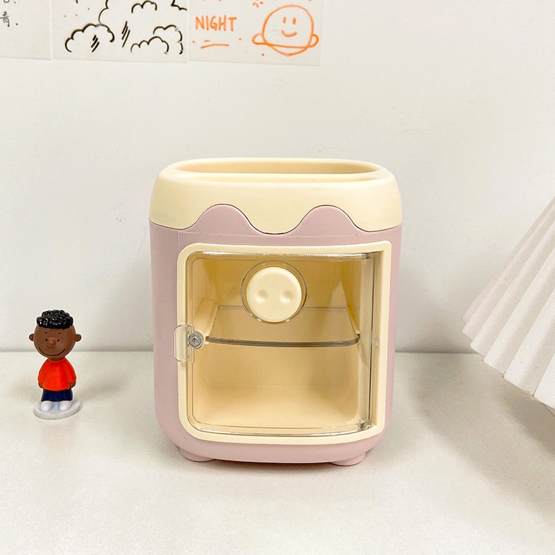 Hộp Đựng Bút Để Bàn Logo Heo Hoạt Hình Dễ Thương