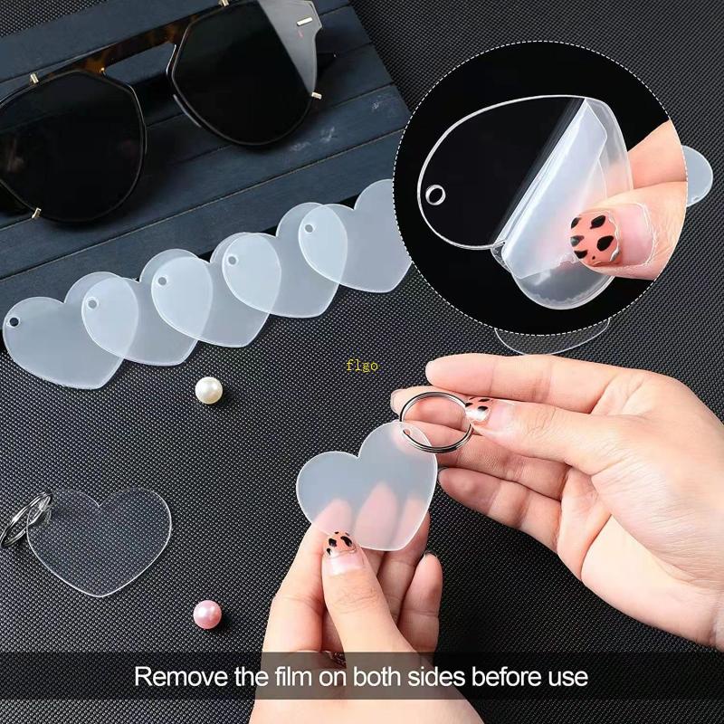 Set 30 / 60 Mặt Dây Chuyền Acrylic Rỗng Trong Suốt Hình Trái Tim Trang Trí Móc Khóa DIY