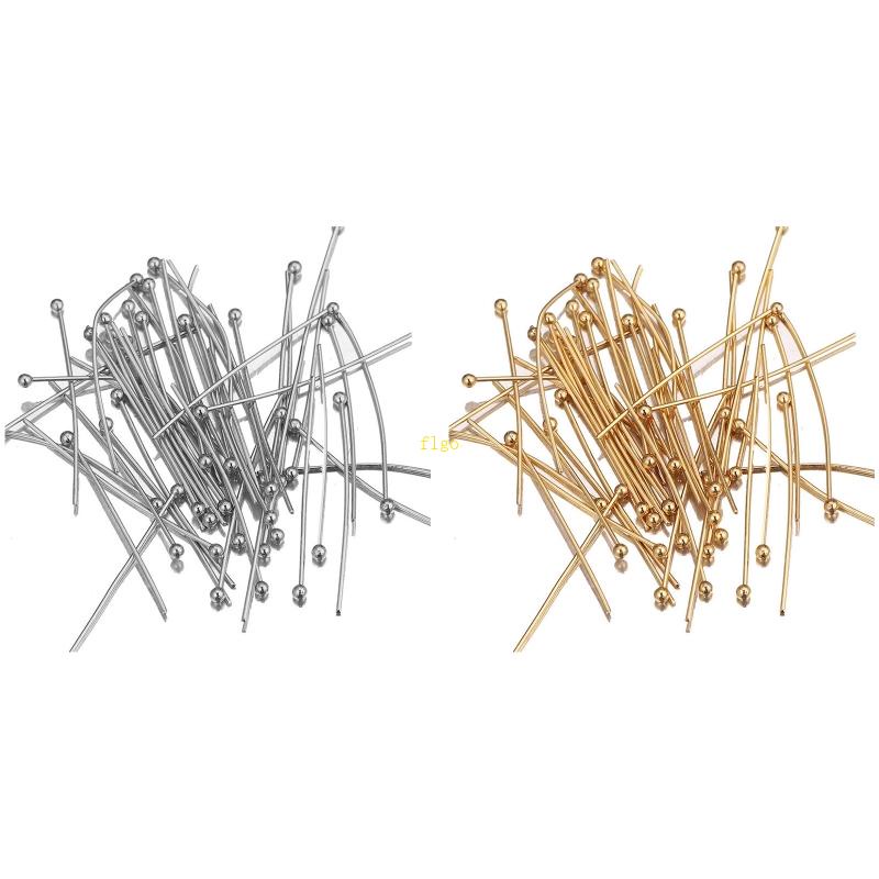 Bộ 50 Ghim Đầu Tròn Màu Vàng / Bạc 40 35 20 30mm Dùng Làm Trang Sức Thủ Công