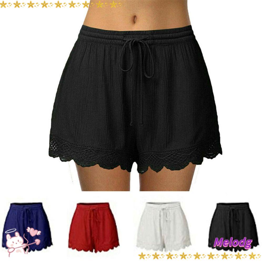 MELODG Quần Short Thể Thao Phối Ren Co Giãn Tốt Thời Trang Mùa Hè Năng Động