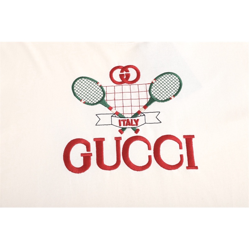 G &amp; CI Áo Thun Ngắn Tay Thêu Họa Tiết Cầu Lông Cổ Điển Thời Trang