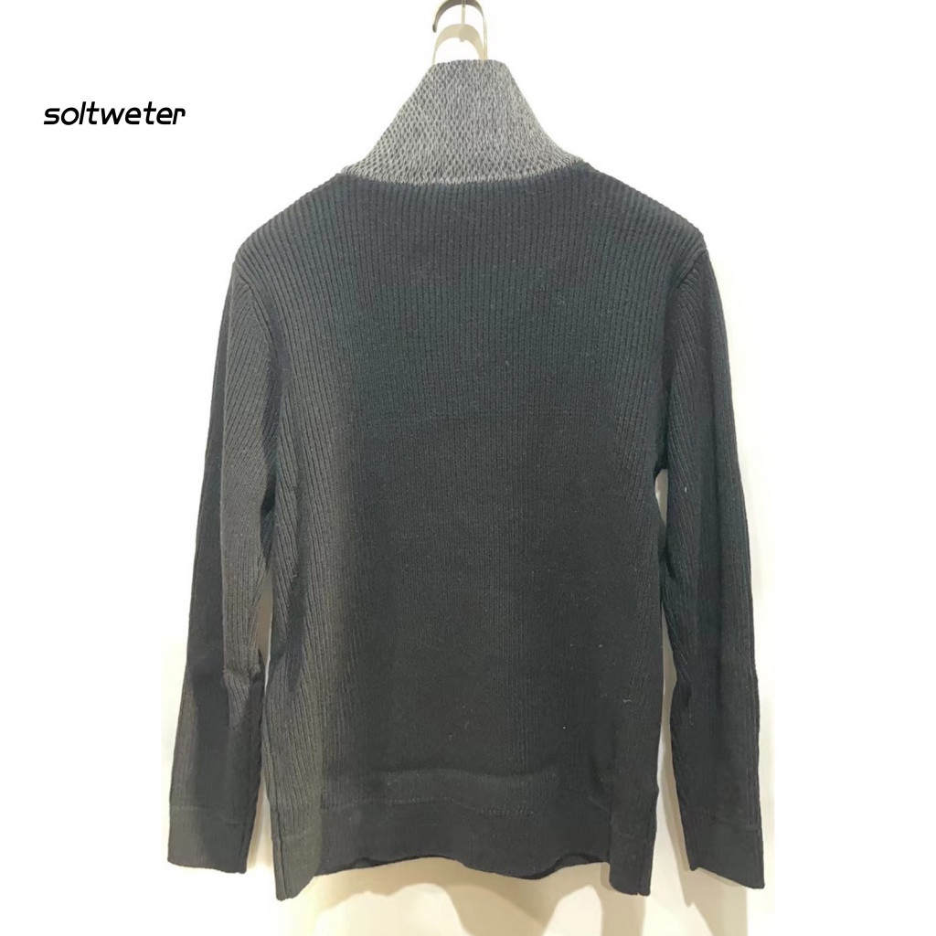 Áo Sweater Dệt Kim Cổ Cao Tay Dài Có Khóa Kéo Màu Sắc Thời Trang Mùa Đông Cho Nam Giới