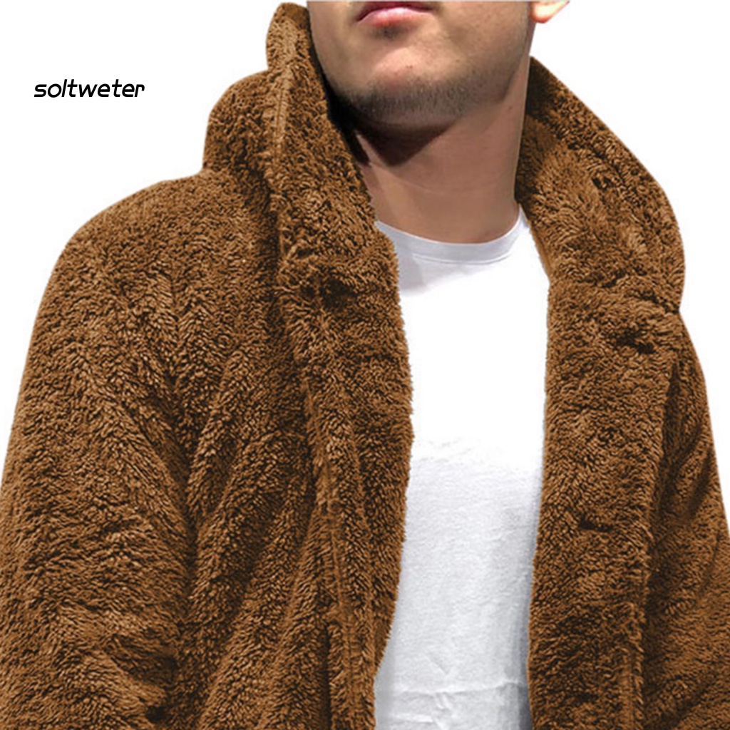 St Áo Khoác Mùa Đông Mềm Mại Có Mũ Trùm Màu Trơn Cài Nút Dày Dặn Có Khóa Cài Cho Nam Mặ