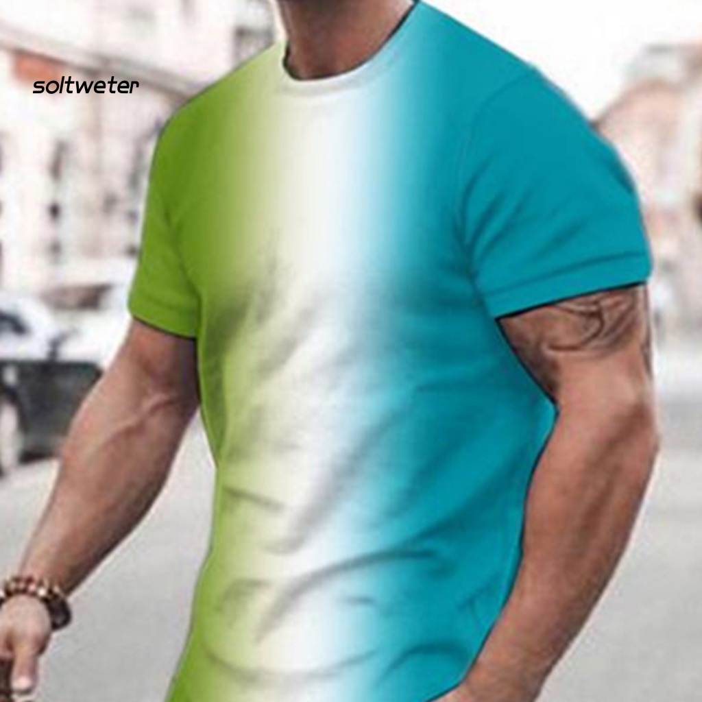 1 Bộ Áo Thun Cổ Tròn In Họa Tiết 3D + Quần Short Lưng Thun Phối Túi Thời Trang Đường Phố Mùa Hè