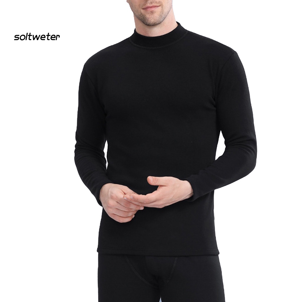 Bộ Đồ Lót 2 Món Bằng Vải Bông Dày Tay Dài Cổ Cao Giữ Ấm Thoải Mái Cho Nam