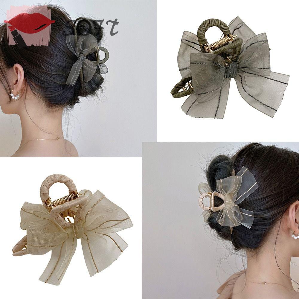 Kẹp Tóc Càng Cua Cỡ Lớn Phối Ren Nơ Xinh Xắn Cho Nữ