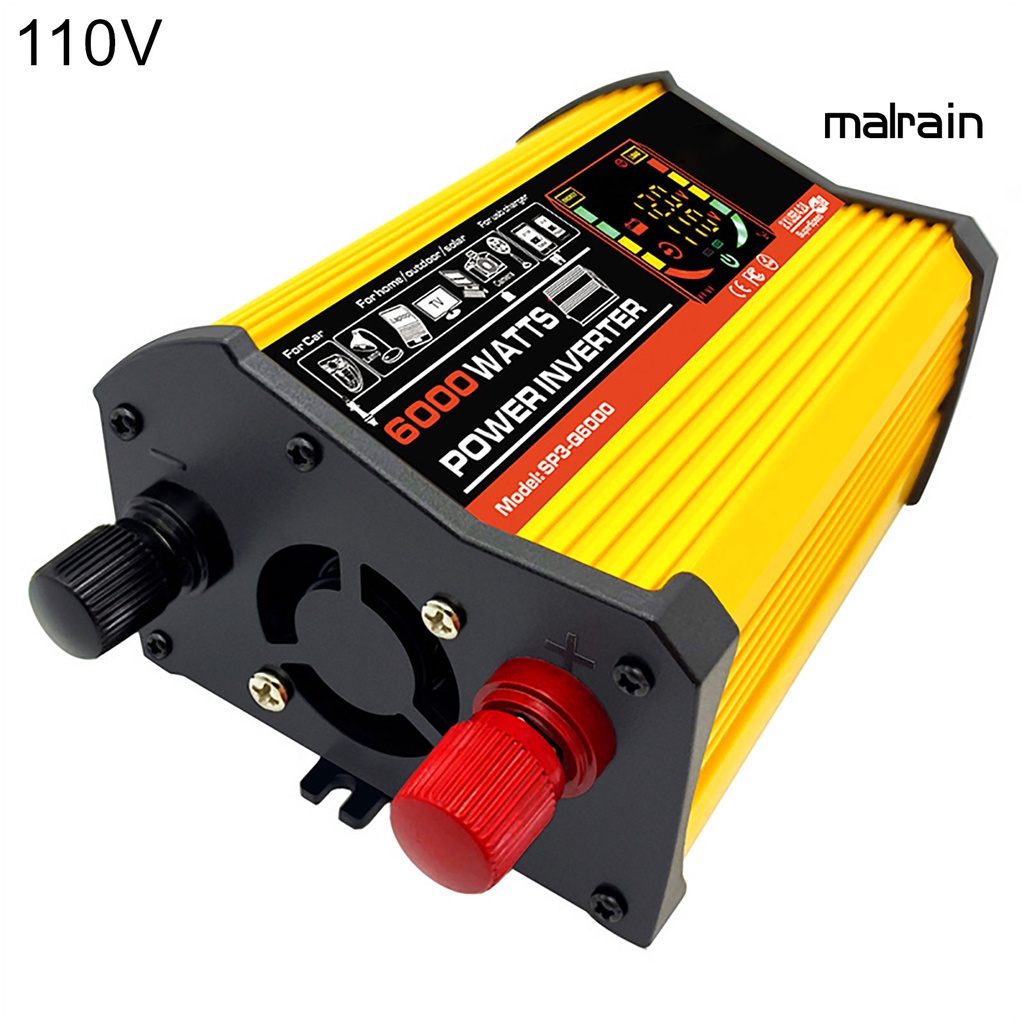 Bộ ChuyểN ĐổI NguồN ĐiệN MAL- 6000W DC12V Sang AC220V / 110V, MàN HìNh LCD Thông Minh Cho Xe Hơi
