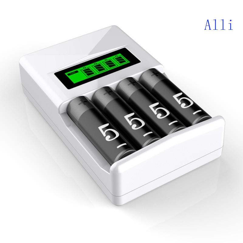 Bộ Sạc Pin Nhanh 2 Cổng USB Có Màn Hình LCD Với 4 Ô Cho Ni-MH Ni-CD