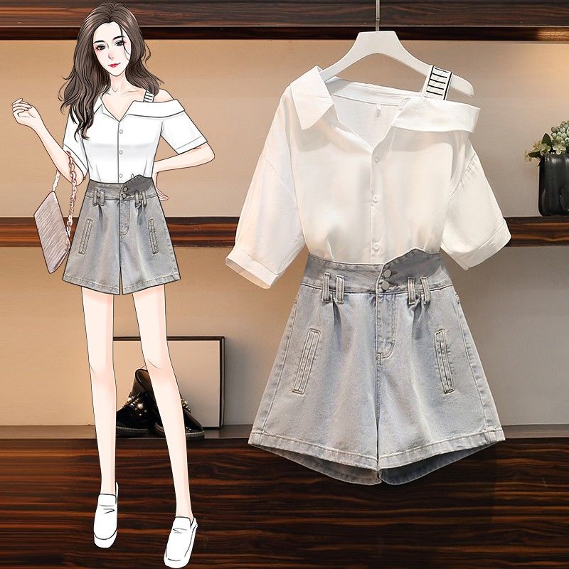 Set Áo Quần Jean Thời Trang Mùa Hè 2023 Plus Size Cho Nữ