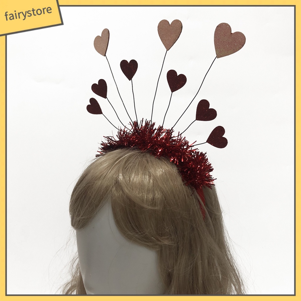 [FRO] Băng Đô 9 Trái Tim Lấp Lánh Co Giãn Tốt Trang Trí Tiệc Có Thể Tái Sử Dụng Cho Ngày Lễ Tình Nhân