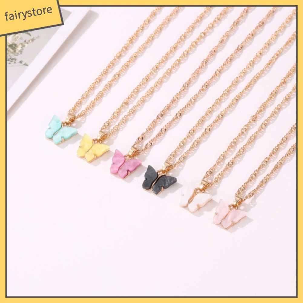 Vòng cổ Mặt Hình Bướm Bằng Acrylic Màu Sắc Ngọt Ngào Cho Nữ