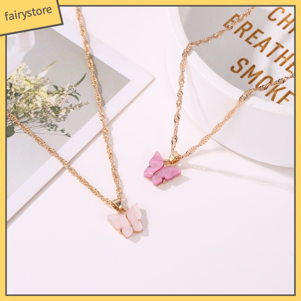 Vòng cổ Mặt Hình Bướm Bằng Acrylic Màu Sắc Ngọt Ngào Cho Nữ