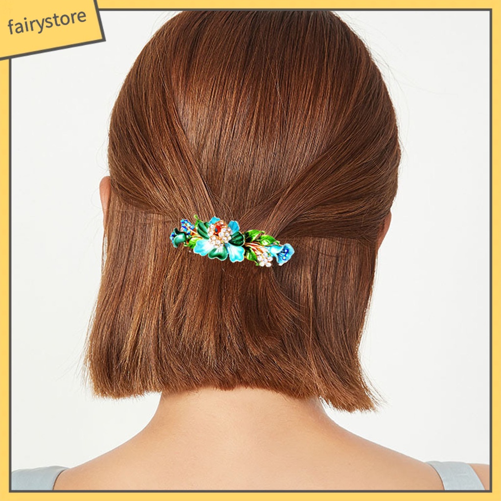 Kẹp Tóc Đính Đá Hình Hoa Lấp Lánh Chống Trượt Thời Trang Cho Nữ