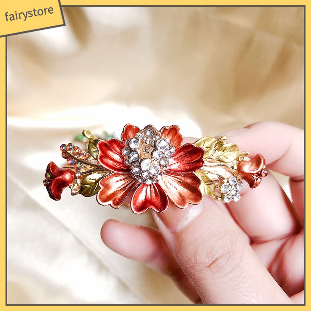 Kẹp Tóc Đính Đá Hình Hoa Lấp Lánh Chống Trượt Thời Trang Cho Nữ