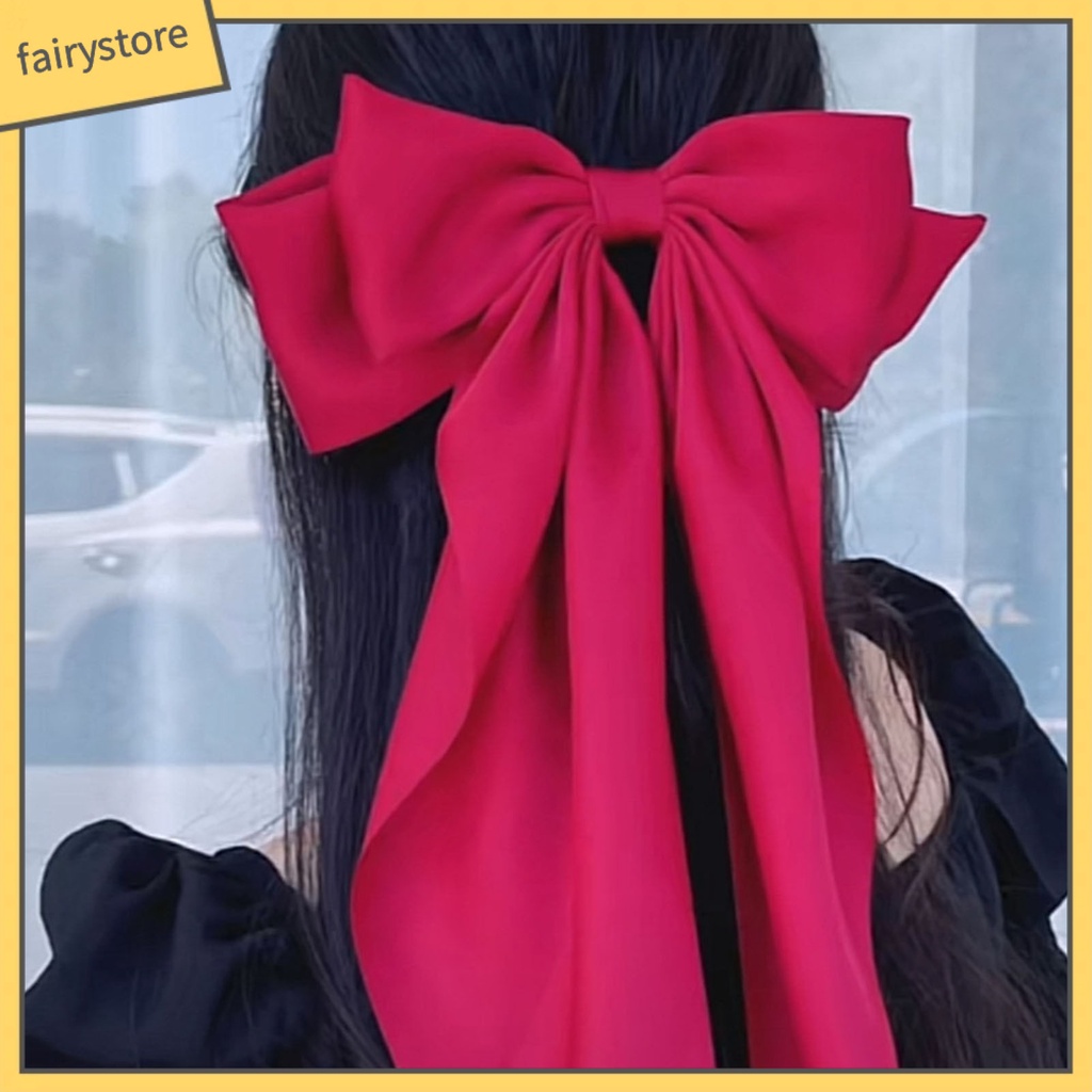 Kẹp Tóc Nơ Ruy Băng Satin Co Giãn Tốt Phong Cách Hàn Quốc Cho Bé Gái