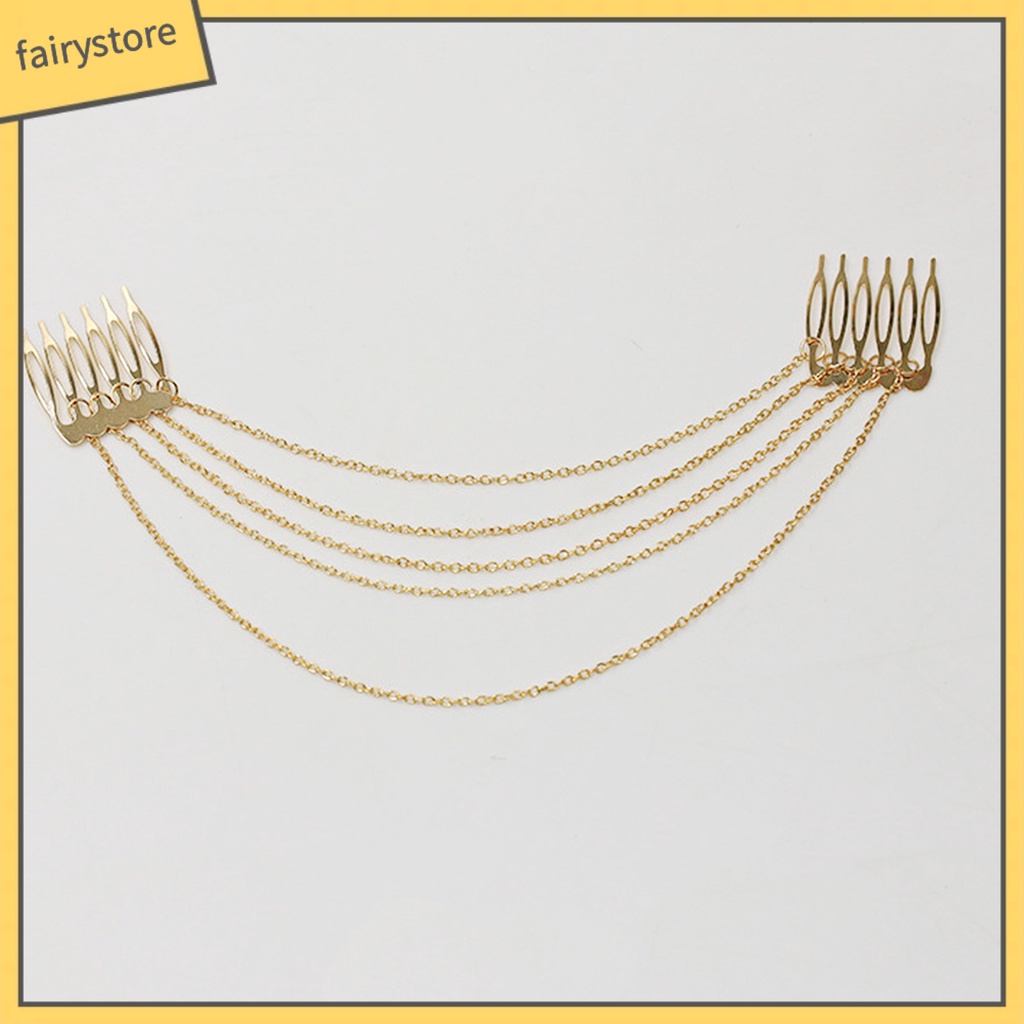 Lược Cài Tóc Bằng Hợp Kim Phối Dây Xích Tua Rua Sang Trọng