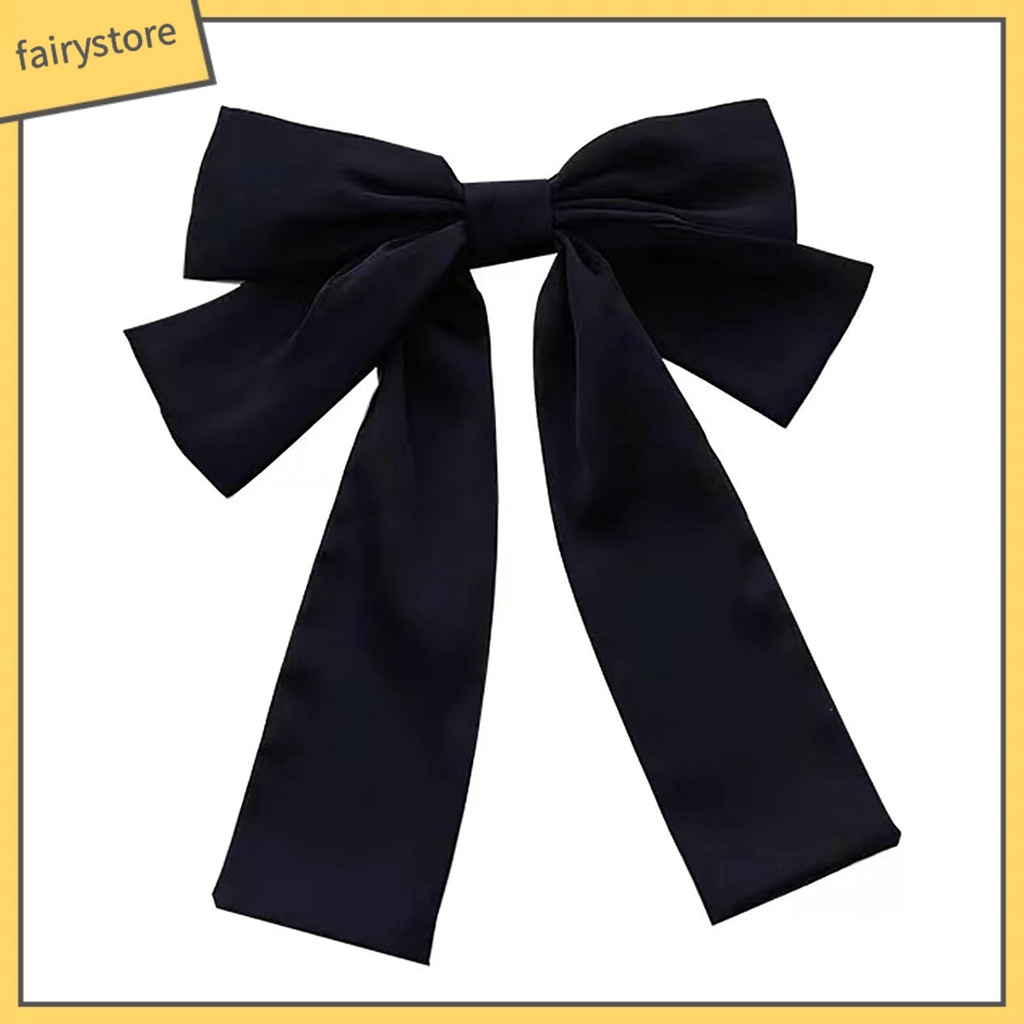 Kẹp Tóc Hình Nơ Hai Lớp Mềm Mại Chống Trượt Màu Trơn Kích Thước Lớn Phong Cách Công Chúa Dành Cho Nữ