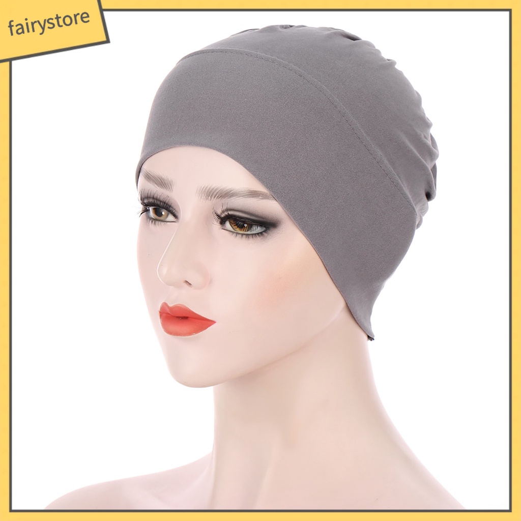 Mũ Turban Trùm Đầu Co Giãn Màu Trơn Cho Nữ