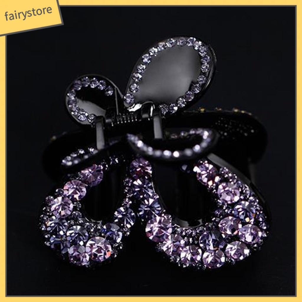 Kẹp Tóc Càng Cua Đính Đá Hình Bướm Bằng Nhựa Cho Nữ