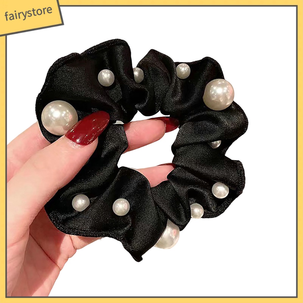 Dây Cột Tóc Co Giãn Đính Ngọc Trai Giả Thanh Lịch Dành Cho Nữ