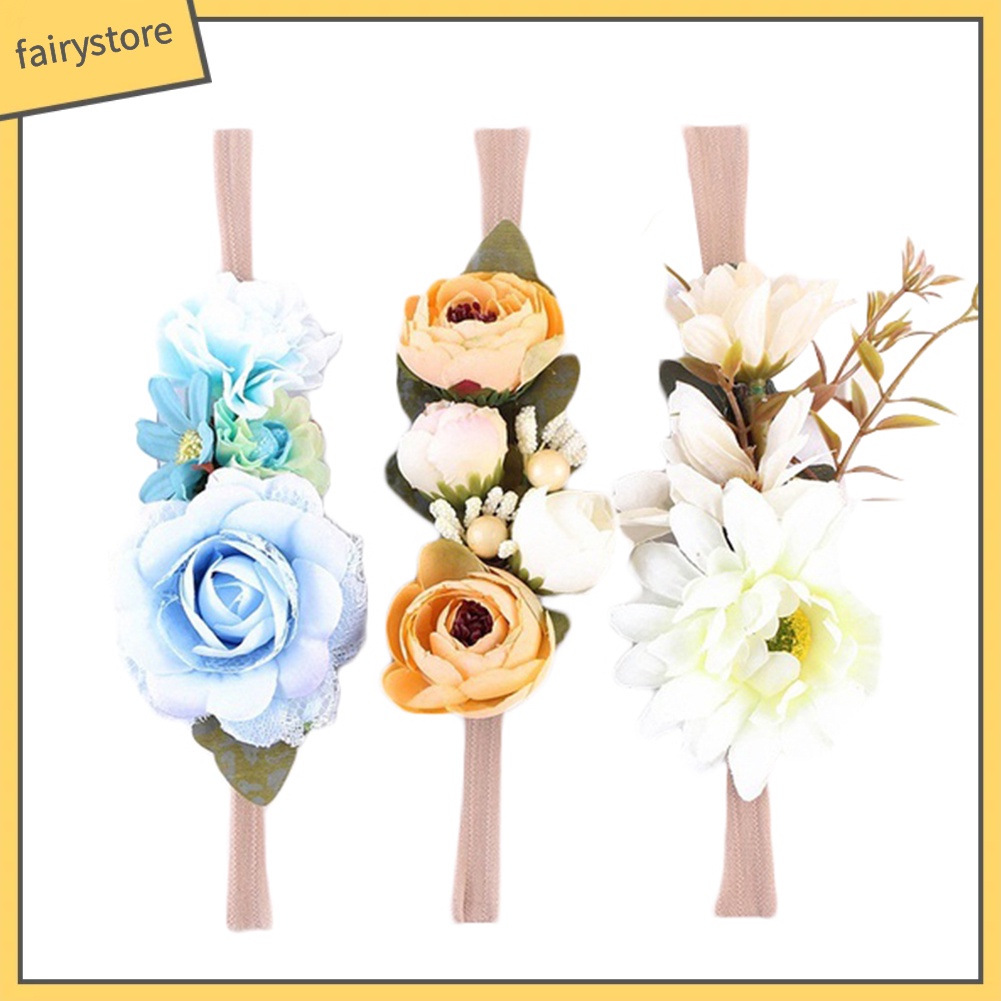 Set 3 Băng Đô Cài Tóc Đính Hoa Xinh Xắn Cho Bé Gái