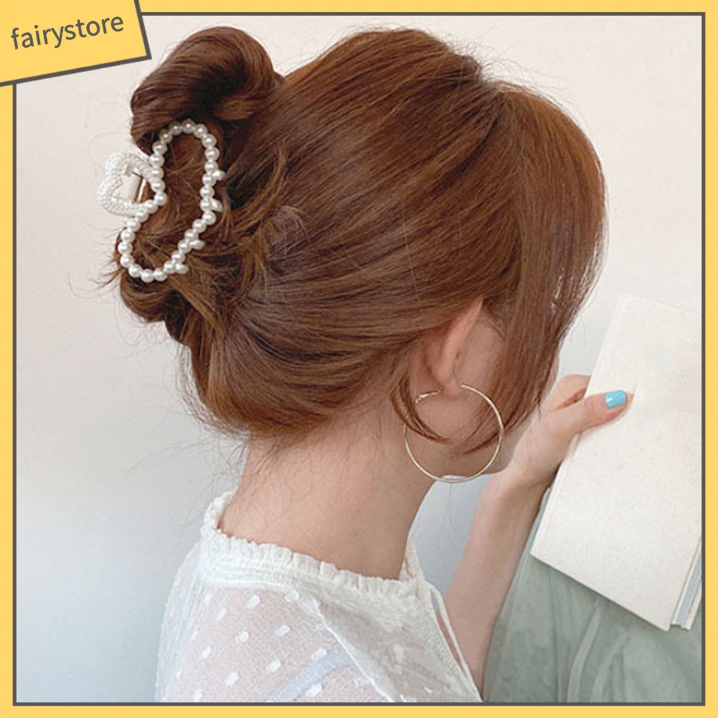 Kẹp Tóc Càng Cua Lớn Đính Ngọc Trai Giả Thanh Lịch Cho Nữ